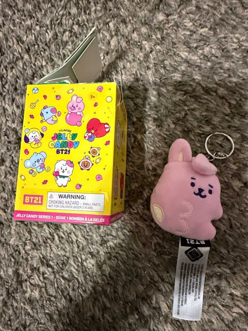 BT21 Pink Jelly Candy Cooky Plush Keychain - Kids Accessories Bag Charm